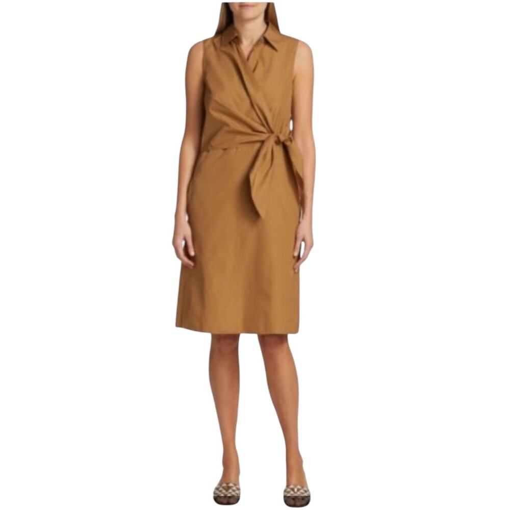 Vince Sleeveless Dress Tie Waist Wrap Shirtdress Size 10 Quiet Luxury Safari - Picture 9 of 9